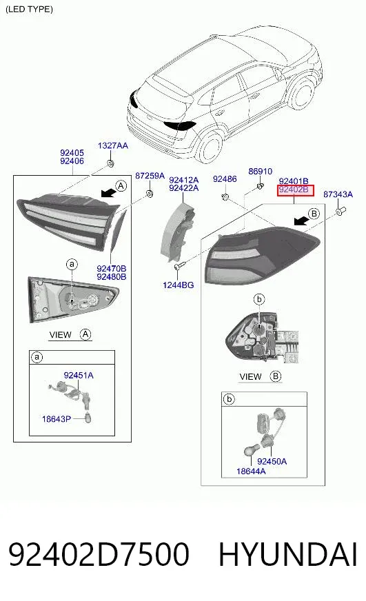 Фонарь задний правый внешний 92402D7500 Hyundai/Kia