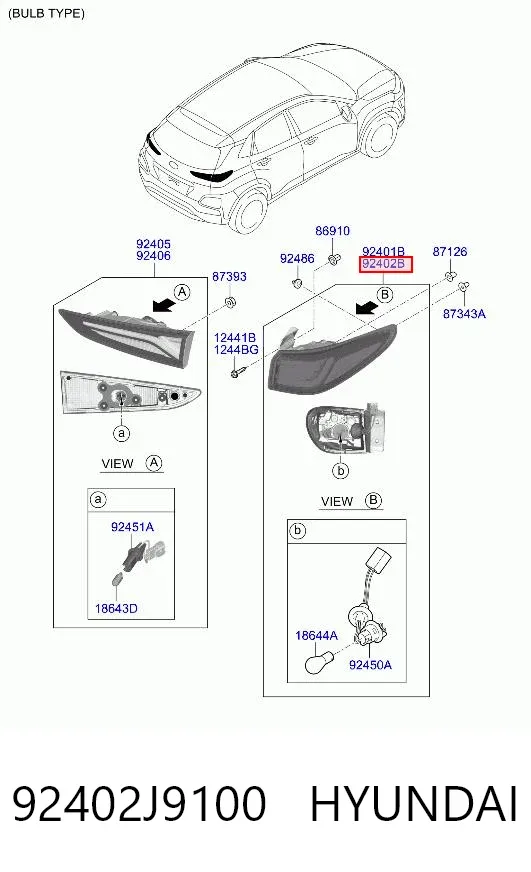 Фонарь задний правый внешний 92402J9100 Hyundai/Kia