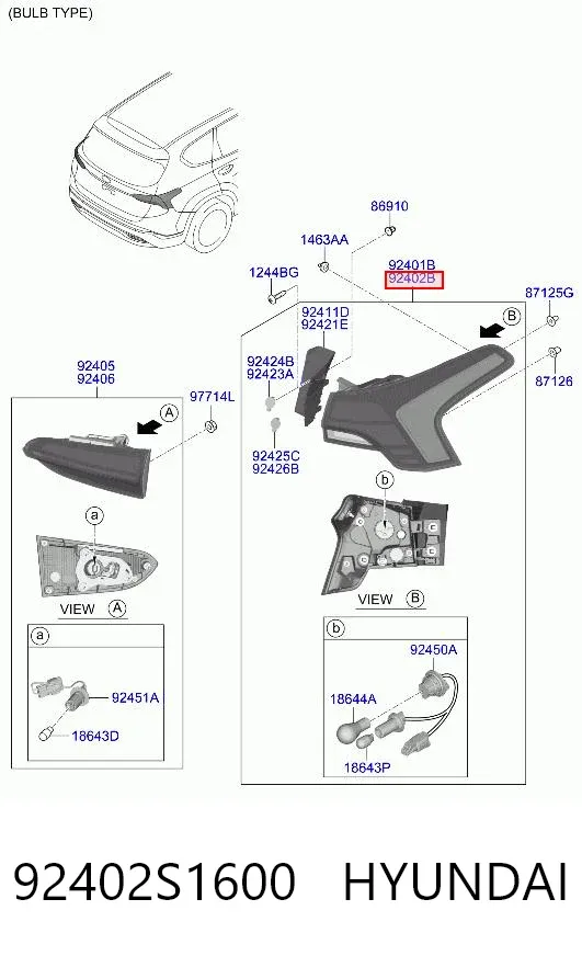 Фонарь задний правый внешний 92402S1600 Hyundai/Kia