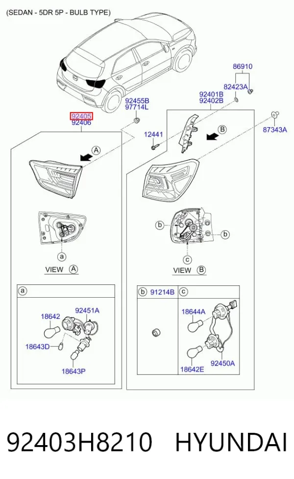 Фонарь задний левый 92403H8210 Hyundai/Kia