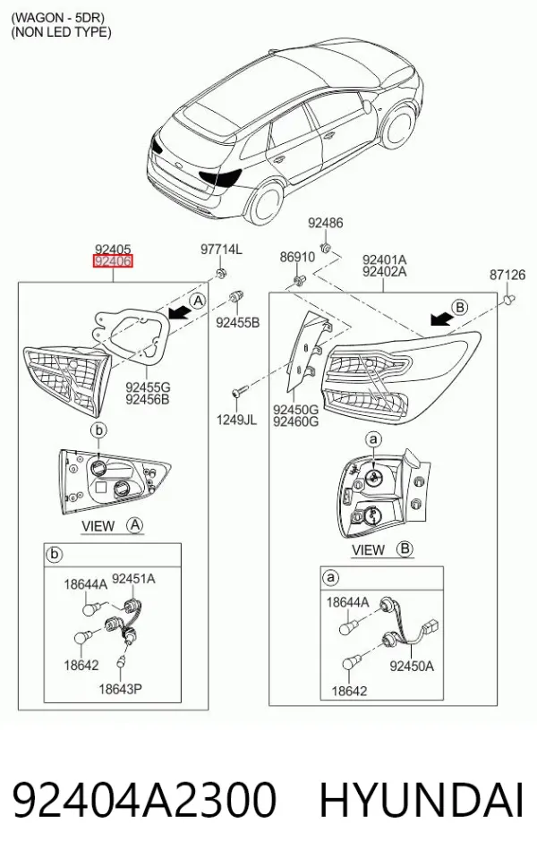 Фонарь задний правый внутренний 92404A2300 Hyundai/Kia