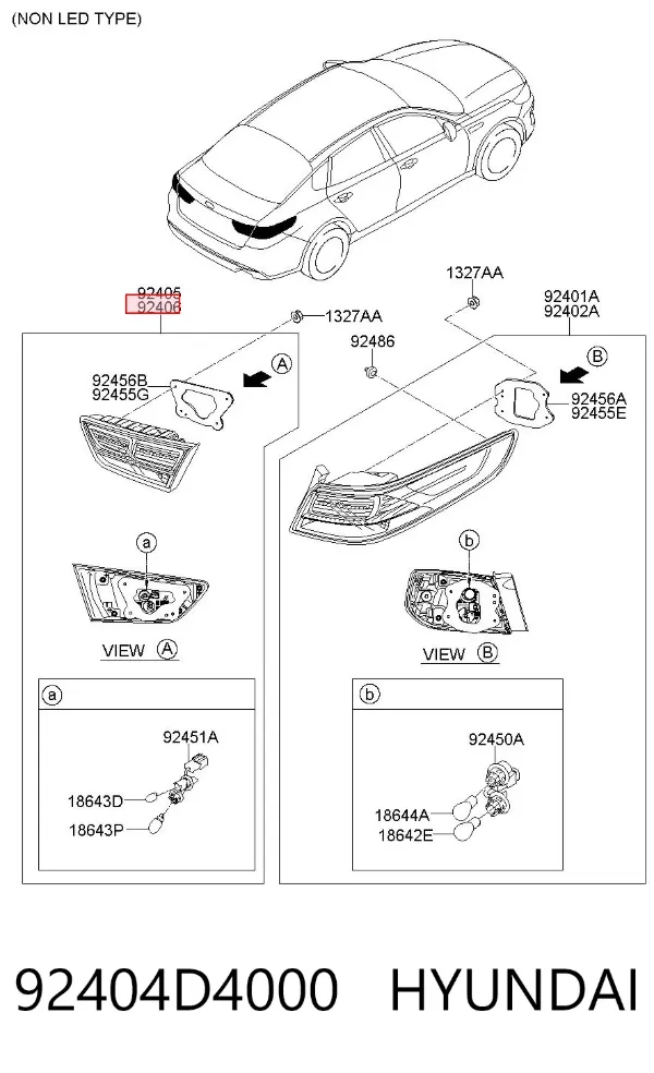 Фонарь задний правый внутренний 92404D4000 Hyundai/Kia