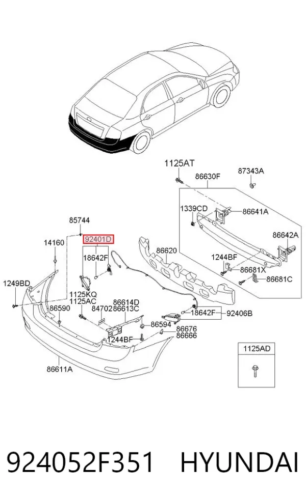 Фонарь противотуманный задний левый 924052F351 Hyundai/Kia