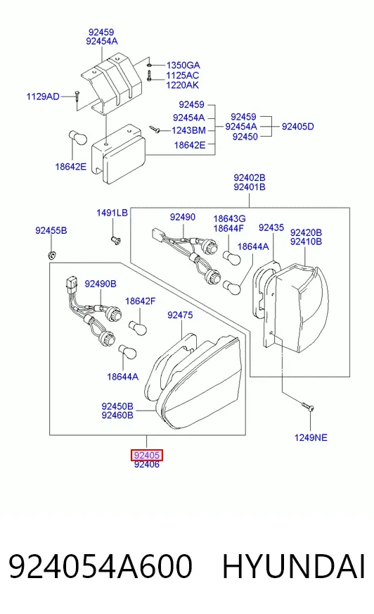 Фонарь задний левый внутренний 924054A600 Hyundai/Kia