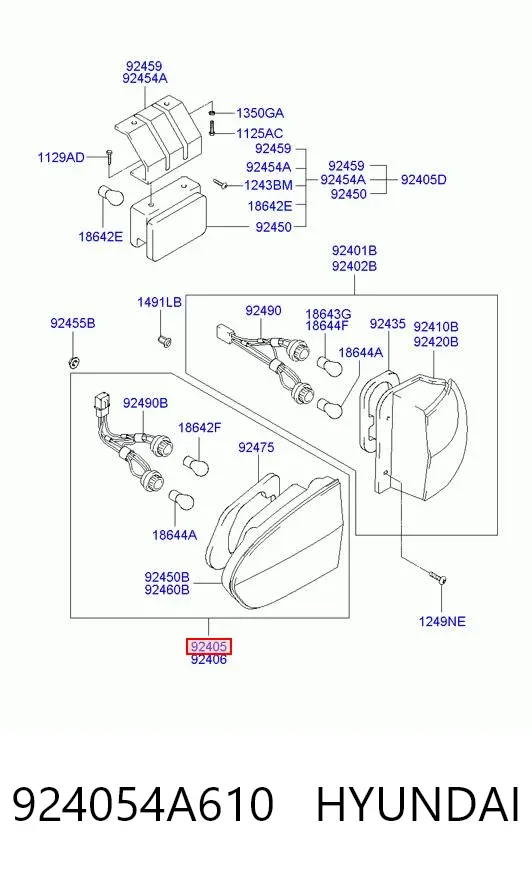 Фонарь задний левый внутренний 924054A610 Hyundai/Kia