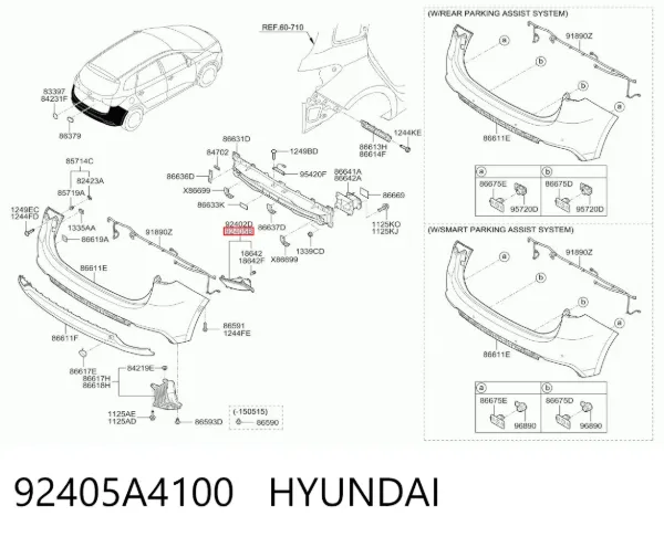 Фонарь противотуманный задний левый 92405A4100 Hyundai/Kia