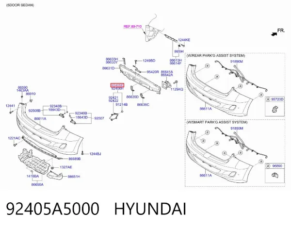 Фонарь противотуманный задний левый 92405A5000 Hyundai/Kia