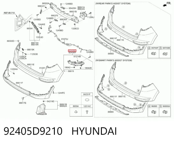 Фонарь противотуманный задний левый 92405D9210 Hyundai/Kia