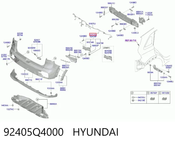 Фонарь противотуманный задний левый 92405Q4000 Hyundai/Kia