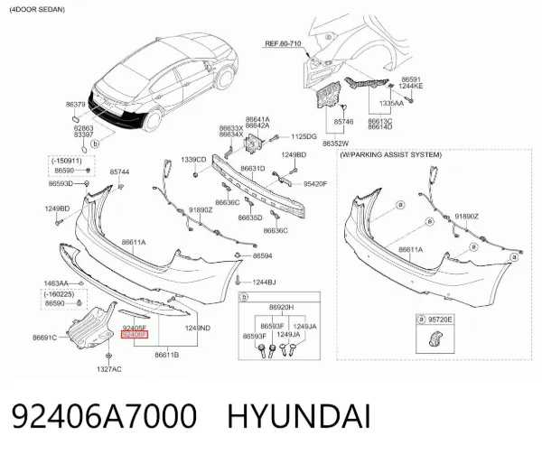 Правый катафот заднего бампера 92406A7000 Hyundai/Kia