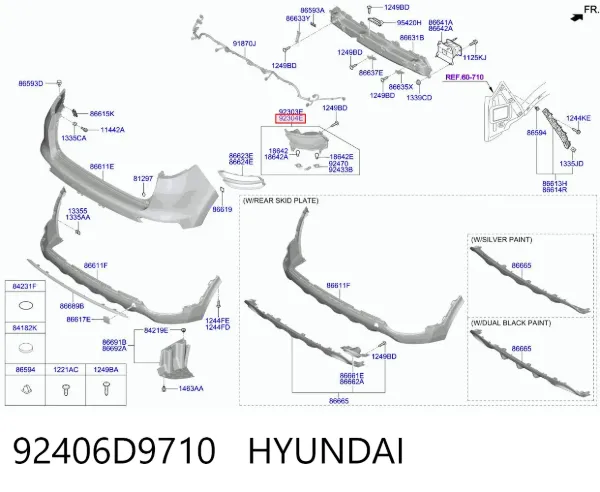 Фонарь противотуманный задний правый 92406D9710 Hyundai/Kia