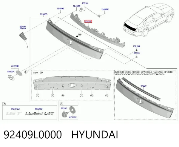 Фонарь задний центральный 92409L0000 Hyundai/Kia