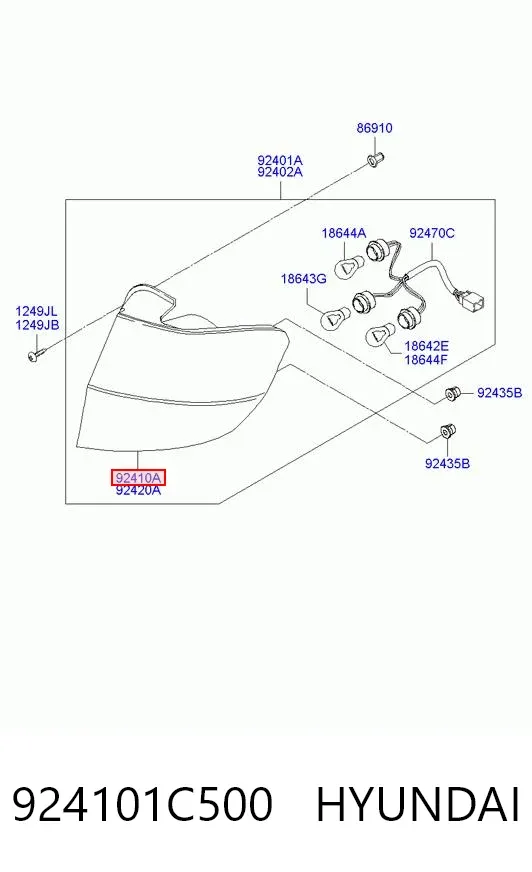 Фонарь задний левый 924101C500 Hyundai/Kia