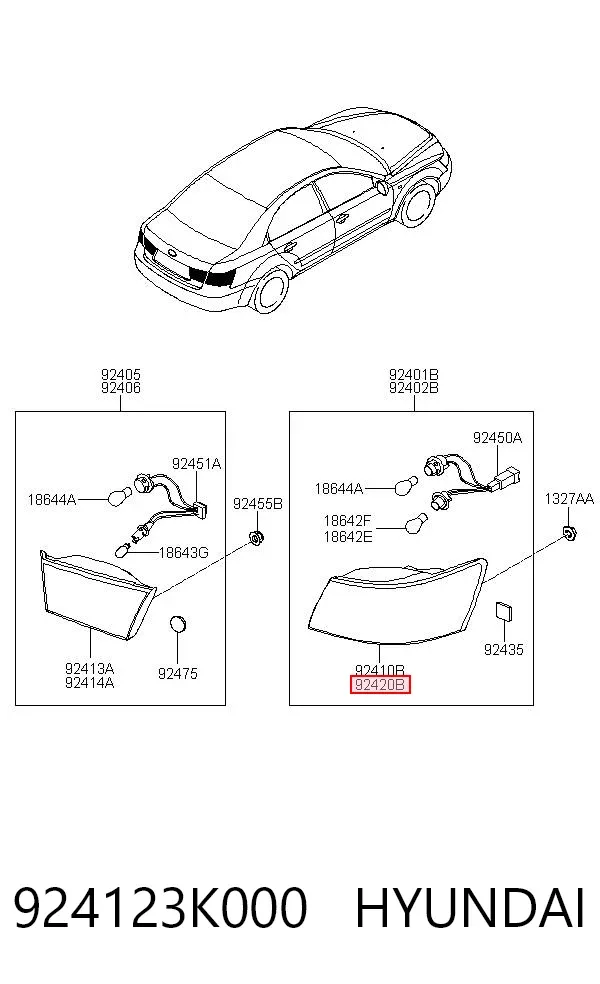 Фонарь задний правый внешний 924123K000 Hyundai/Kia