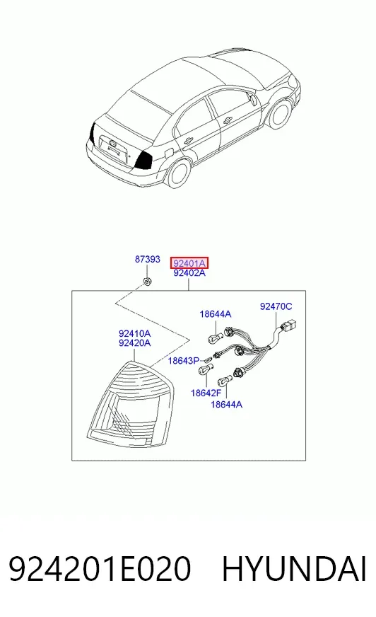 Фонарь задний левый 924201E020 Hyundai/Kia