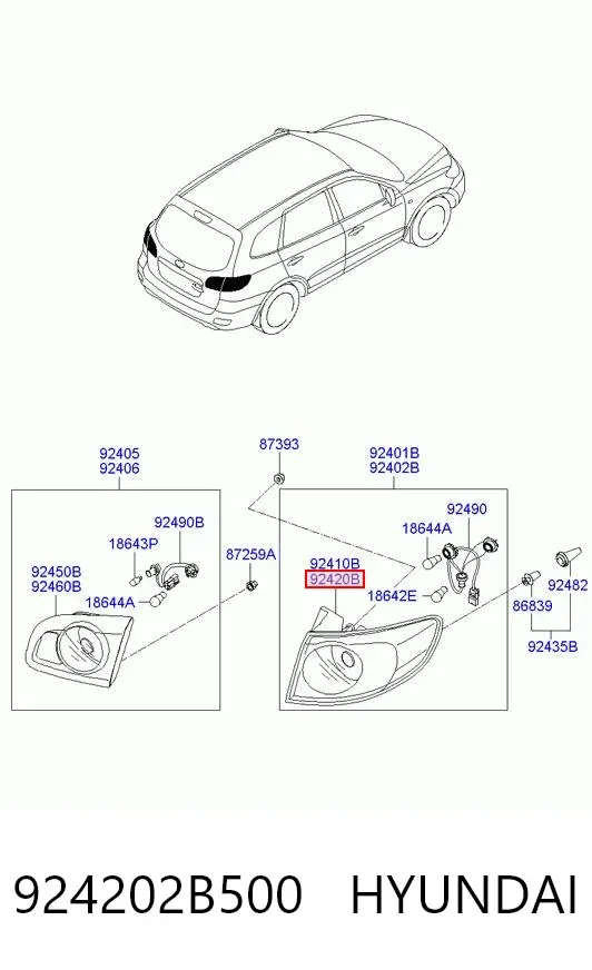 Фонарь задний правый внешний 924202B500 Hyundai/Kia
