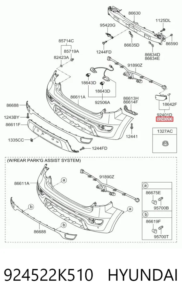 Фонарь противотуманный задний правый 924522K510 Hyundai/Kia