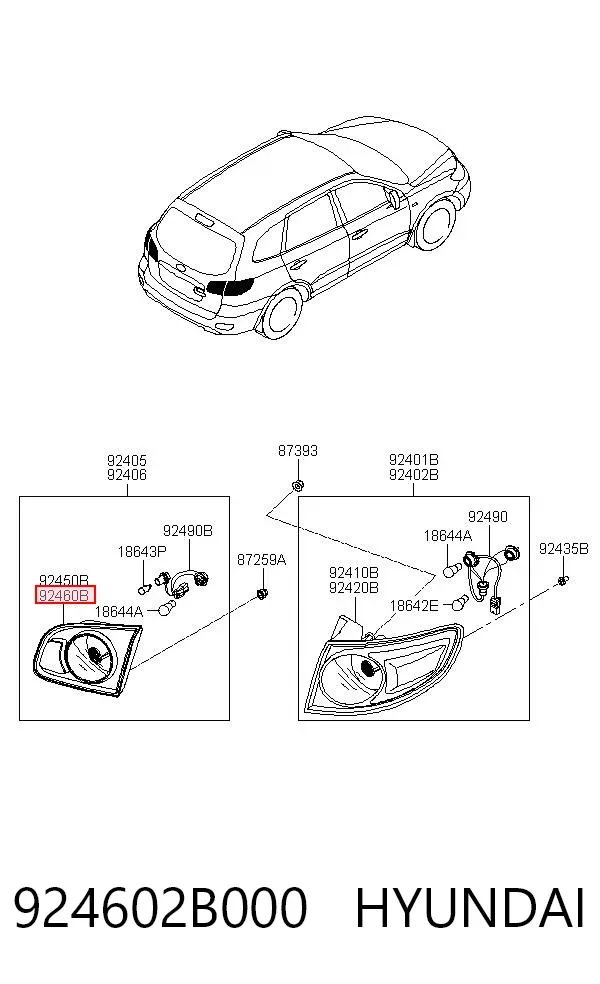 Фонарь задний правый внутренний 924602B000 Hyundai/Kia