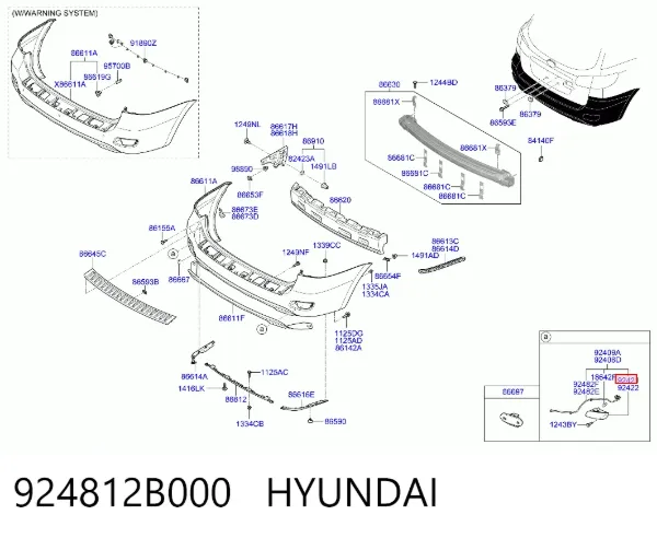Фонарь противотуманный задний левый 924812B000 Hyundai/Kia