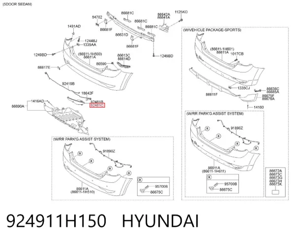 Фонарь противотуманный задний правый 924911H150 Hyundai/Kia