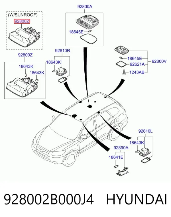 Плафон салона 928002B000J4 Hyundai/Kia