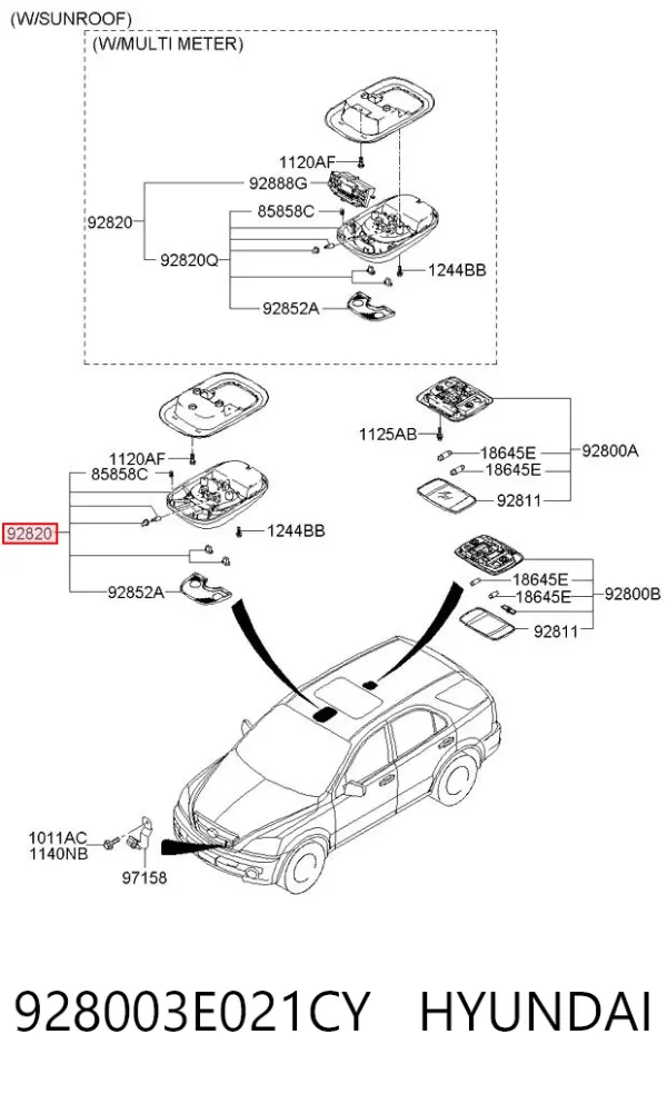 Плафон салона 928003E021CY Hyundai/Kia