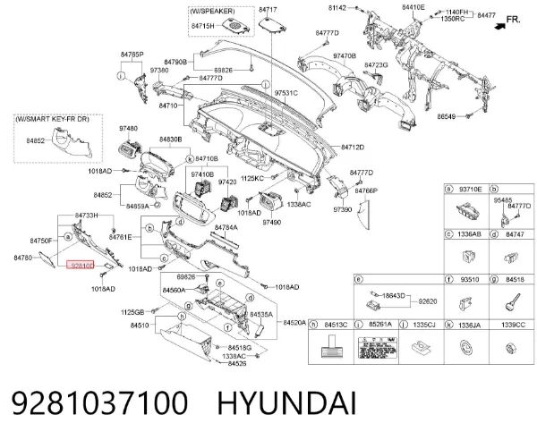 Стекло плафона освещения салона (кабины) 9281037100 Hyundai/Kia