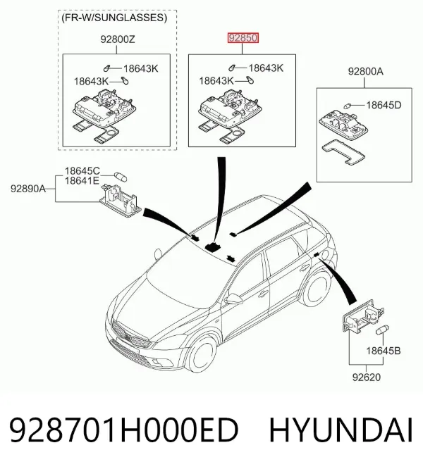 Плафон салона 928701H000ED Hyundai/Kia