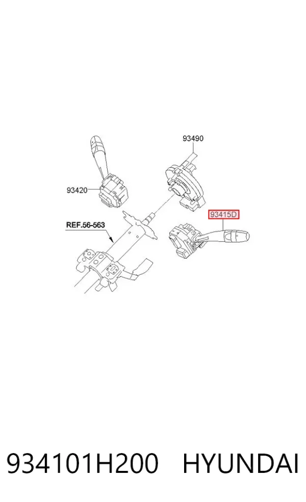 Левый подрулевой переключатель 934101H200 Hyundai/Kia