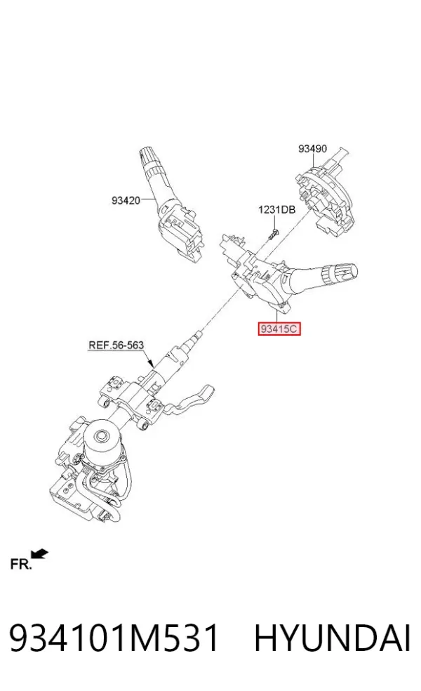 Левый подрулевой переключатель 934101M531 Hyundai/Kia