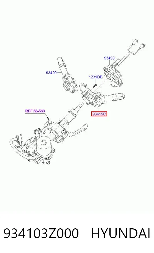 Левый подрулевой переключатель 934103Z000 Hyundai/Kia