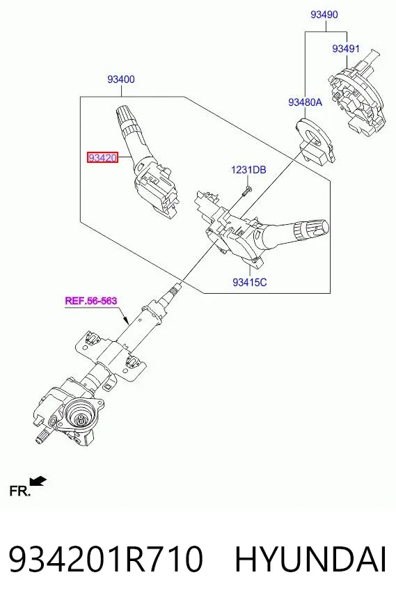 Правый подрулевой переключатель 934201R710 Hyundai/Kia