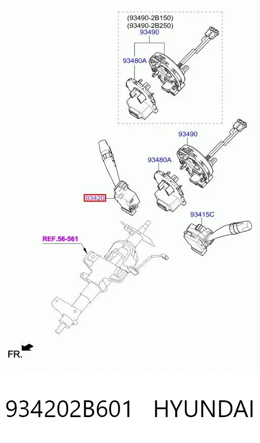 Правый подрулевой переключатель 934202B601 Hyundai/Kia