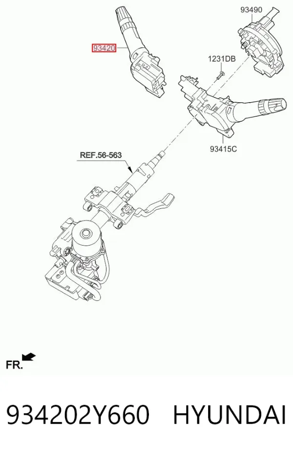 Правый подрулевой переключатель 934202Y660 Hyundai/Kia