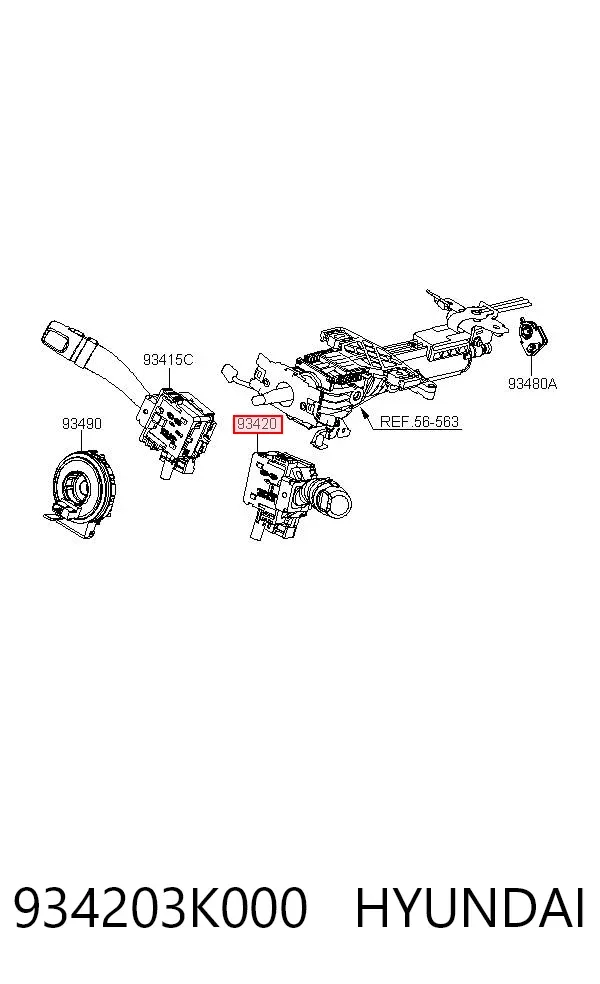 Правый подрулевой переключатель 934203K000 Hyundai/Kia