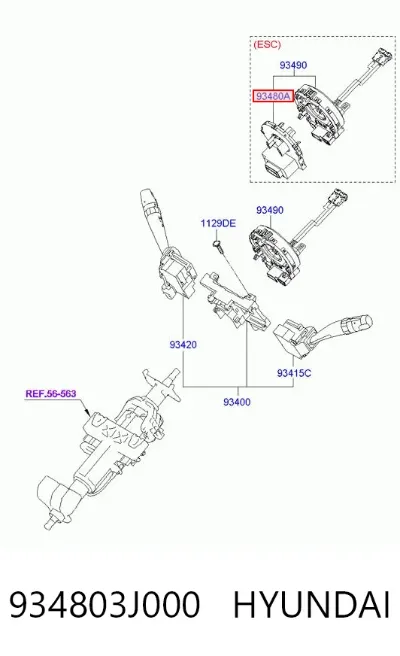 Датчик угла поворота рулевого колеса HYUNDAI 934803J000