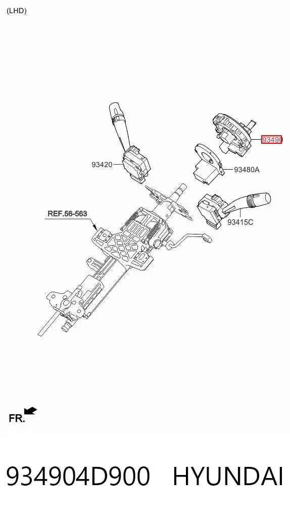 Шлейф руля 934904D900 Hyundai/Kia