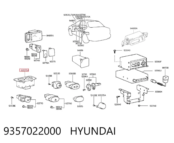 Кнопочный блок управления стеклоподъемником передний левый 9357022000 Hyundai/Kia