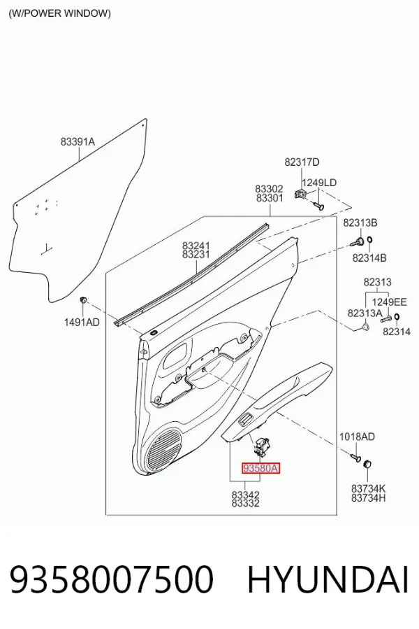 Регулятор зеркал 9358007500 Hyundai/Kia