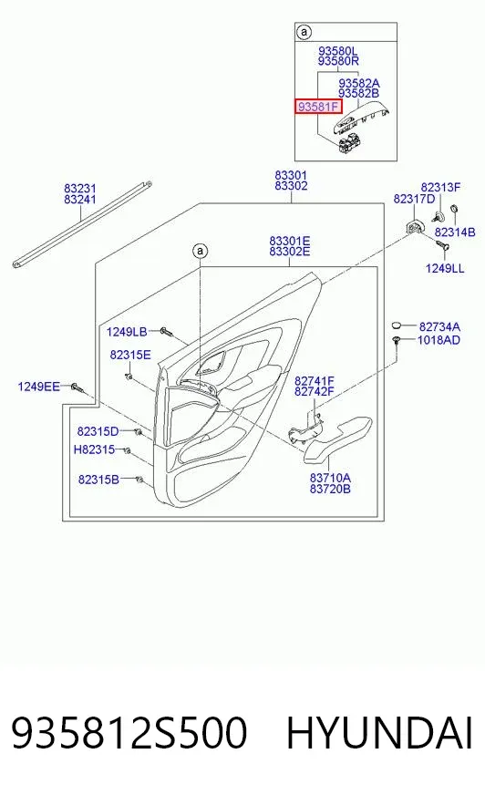 Кнопочный блок управления стеклоподъемником задний 935812S500 Hyundai/Kia