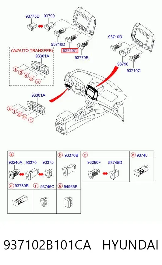Кнопка включения обогрева заднего стекла 937102B101CA Hyundai/Kia