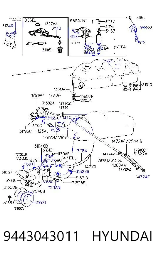 Датчик уровня топлива 9443043011 Hyundai/Kia