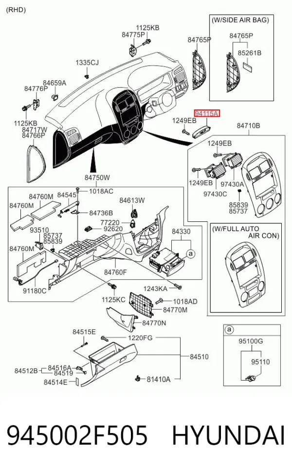 Часы салонные 945002F505 Hyundai/Kia