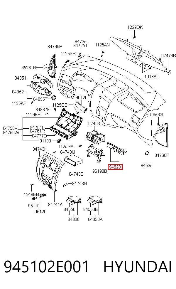 Часы салонные 945102E001 Hyundai/Kia