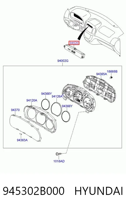 Часы салонные 945302B000 Hyundai/Kia