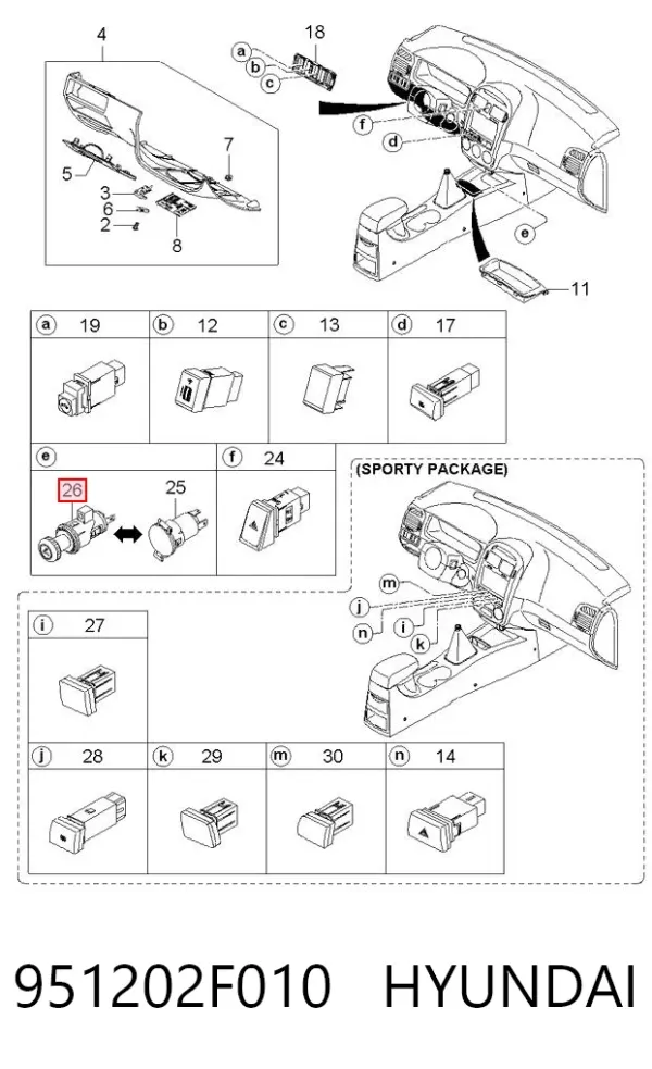 Прикуриватель 951202F010 Hyundai/Kia