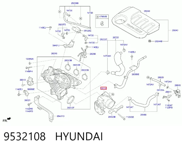 Дроссельная заслонка 9532108 Hyundai/Kia