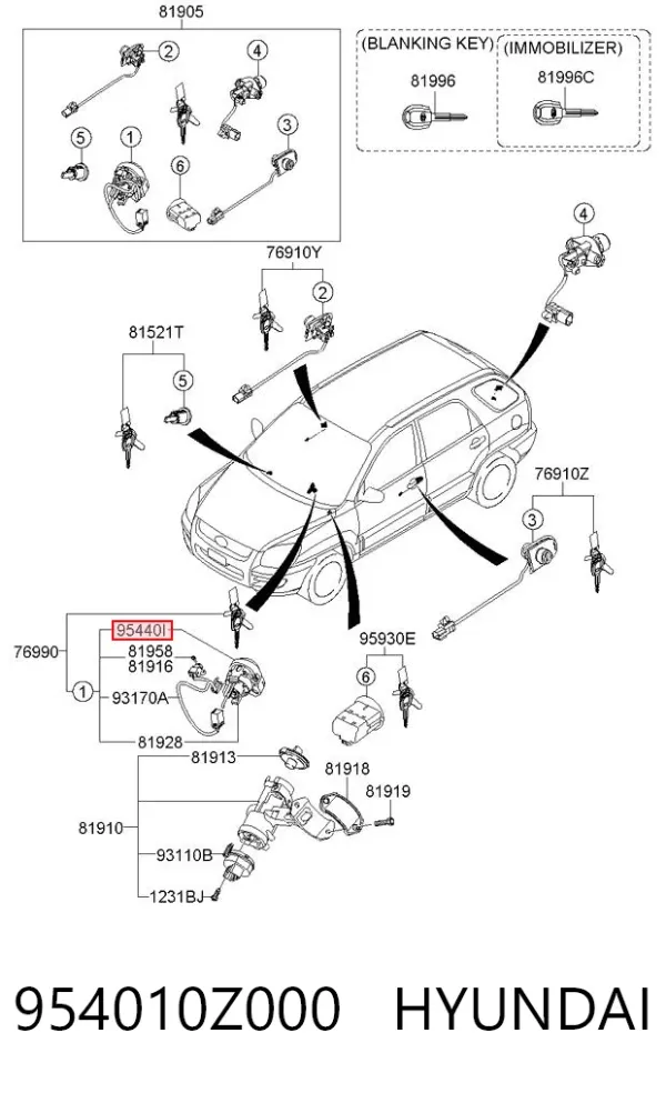 Кольцо иммобилайзера 954010Z000 Hyundai/Kia