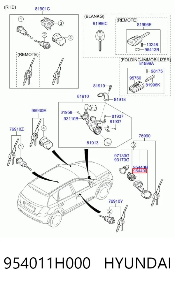 Кольцо иммобилайзера 954011H000 Hyundai/Kia