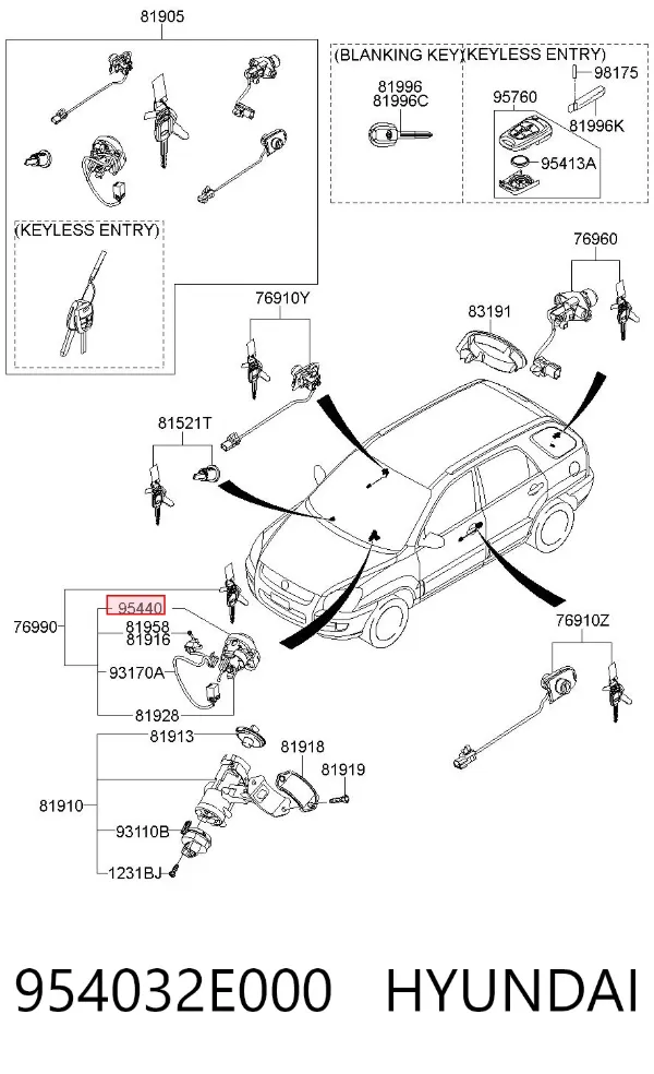 Кольцо иммобилайзера 954032E000 Hyundai/Kia